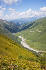 Svaneti mountains in Georgia - valley with a river running through it