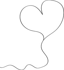 Heart contour in black, illustration for creating a screensaver template. Valentine's Day greeting card for lovers.