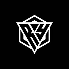 RY logo monogram with triangle and hexagon shape combination - obrazy, fototapety, plakaty
