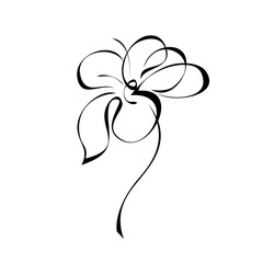 blooming flower 23. one stylized blooming flower on a short stalk without leaves in black lines on a white background