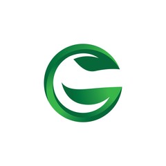 G letter green leaf logo template