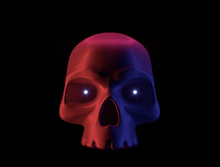 neon skull isolated on black background
