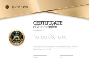 Certificate template. Diploma of modern design or gift certificate. Vector illustration.
