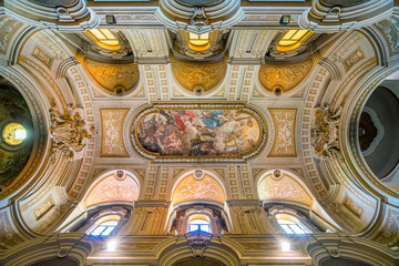 Fototapeta na wymiar Indoor view in the Church of Santi Quaranta Martiri in Trastevere in Rome, Italy.
