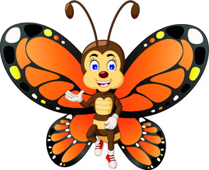 Funny Orange Black Wings Butterfly Cartoon