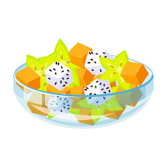 Bowl of fruit salad vector icon.Cartoon vector icon isolated on white background bowl of fruit salad.