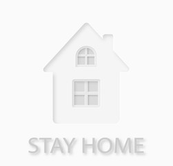 Paper white house. The call to stay home during a pandemic. Text. Vector