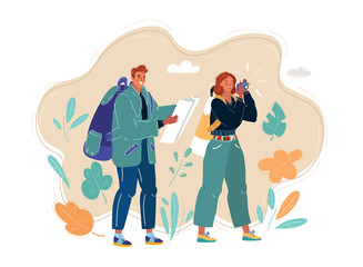 Young couple with travel bag and map traveling