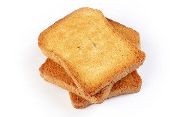 toasted bread slice on white background..