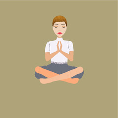 female character illustration, yoga meditation