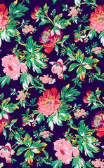 vintage red florel seamless backround pattern for textile print and web