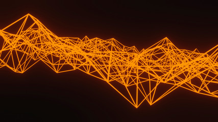 Abstract Futuristic Sci Alien Spaceship frame line 3D render illustration background.