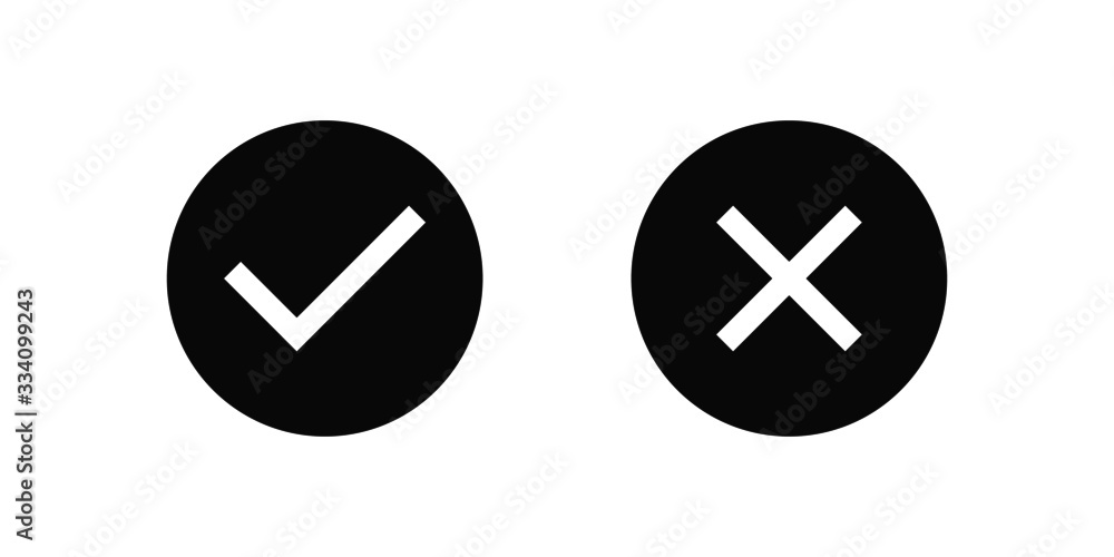 Aufkleber set of check mark and cross vector icon