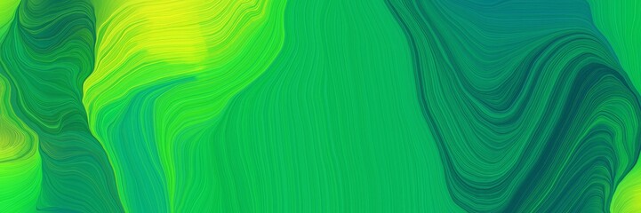 flowing decorative waves banner design with sea green, green yellow and teal green colors