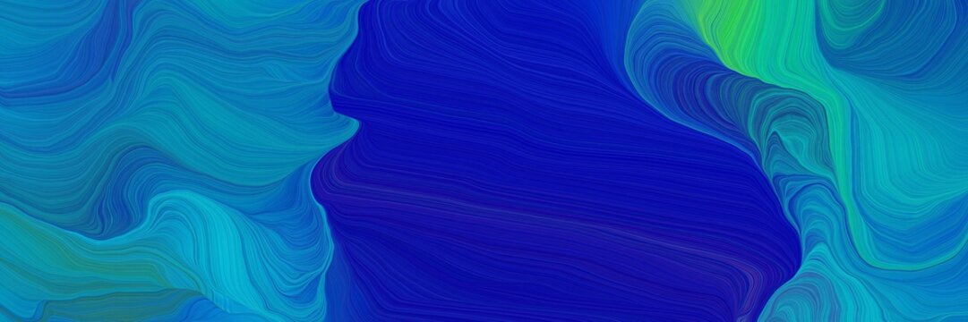 liquid decorative waves background with strong blue, dark blue and light sea green colors © Eigens
