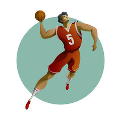 Basketball player performs jump shot