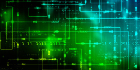 2d illustration abstract digital binary data on computer screen