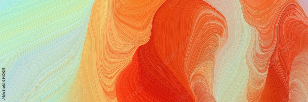 Poster abstract decorative waves header design with coral, orange red and bronze colors