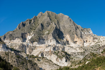The famous quarries of white Carrara marble in the Apuan Alps, Tuscany, Italy, Europe