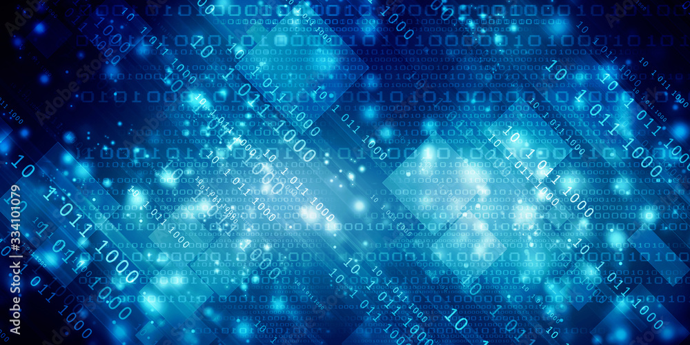 Poster 2d illustration abstract digital binary data on computer screen