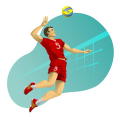 Volleyball player on the attack