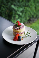 Close up Strawberry biscuit short cake