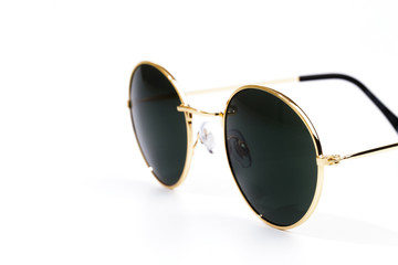 Black round sunglasses isolated on white background  - Image