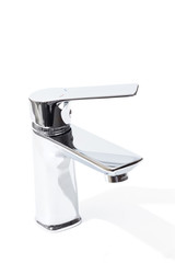 Stainless steel faucet isolated on white background - Image