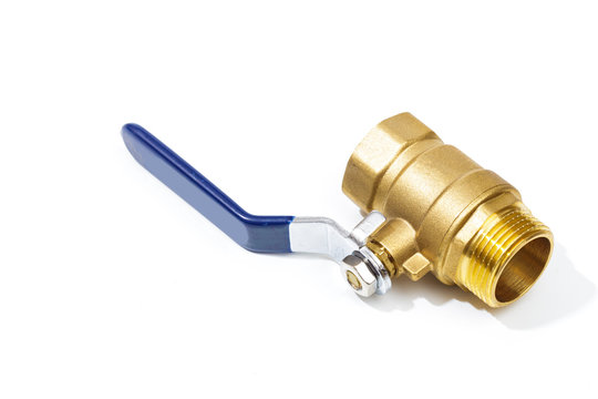Ball valve brass isolated on white background - Imaga