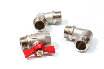 Plumbing inlet pipe valve, isolated on white background - IMAGE