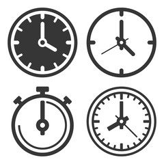 Clock Icons Set on White Background. Vector