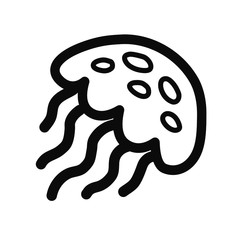 Jellyfish. Black-white set minimalistic set. Simple vector illustration on a white background.