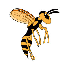 cartoon flying wasp. white background isolated vector illustration