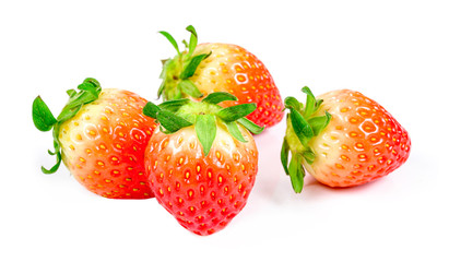 fresh red strawberries isolated on white background