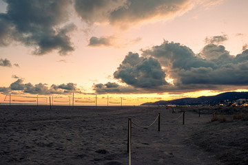 Castelldefels beach in Barcelona, Catalonia, Spain.