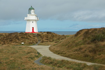 Fototapeta na wymiar Waipapa Point Lighthouse in Southland on South Island of New Zealand
