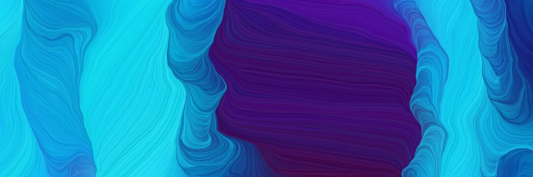 flowing decorative waves header design with indigo, dark turquoise and strong blue colors