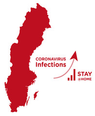 Fototapeta premium Sweden map with increasing coronavirus infection curve