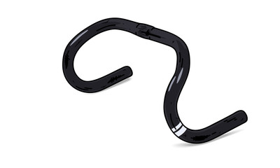 The handlebars of the bicycle handlebars are black, isolated on a white background and have a place for inscription.