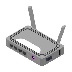 Router vector icon. Isometric vector icon isolated on white background router.