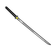 Samurai katana isolated on white background. Ninja sword. Steel weapon. Sword icon.