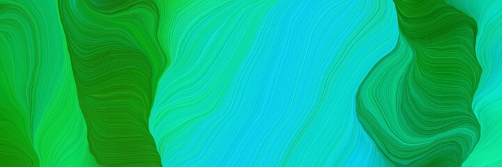 art colorful curves header design with forest green, dark turquoise and medium spring green colors