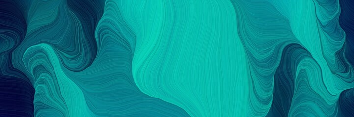 futuristic decorative curves background with dark cyan, light sea green and very dark blue colors