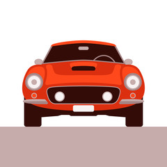 red vintage car, vector illustration,flat style