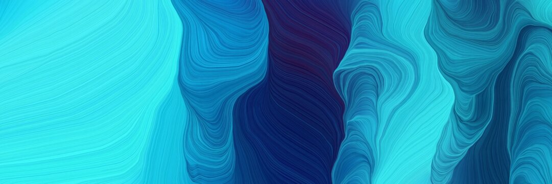energy decorative waves banner design with turquoise, midnight blue and teal colors © Eigens