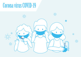 Corona virus COVID-19 hygiene promotion with wearing a face mask.