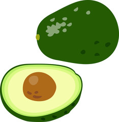 アボカドと半分に切ったアボカド