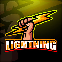 Lightning hand mascot esport logo design © frescostudio