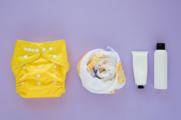 Baby set of cloth diaper and muslin swaddle blanket and child stuff.  Eco friendly cloth nappies...