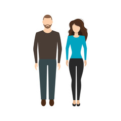 beautiful man and woman in full height in flat style on white background. vector symbol